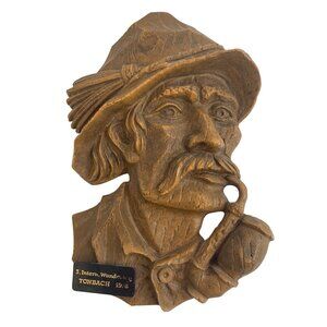 VTG 78 Peasant Hand-Carved Wooden Wall Sculpture German Wandertag Tonbach
